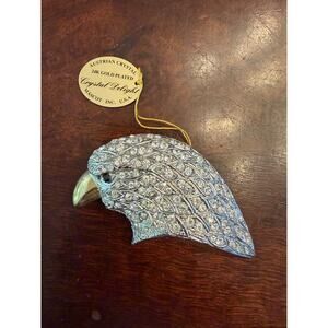 Vintage Eagle Brooch Pin 24K Gold Plated Austrian Crystals Mascot